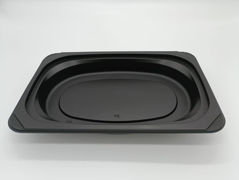【蓋付き】 黒弁当 23×15 無仕切 【本体50枚・蓋50枚セット】 業務用|OKBマート