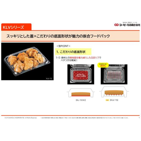 フードパック KLV-20 折蓋 穴明 【1200枚】 シーピー化成 業務用 スーパー