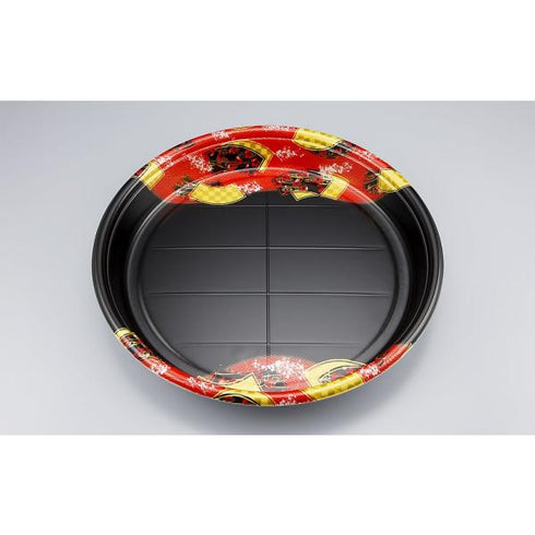 【蓋付き】SF丸桶5(舞扇赤) 【本体10枚・蓋10枚セット】