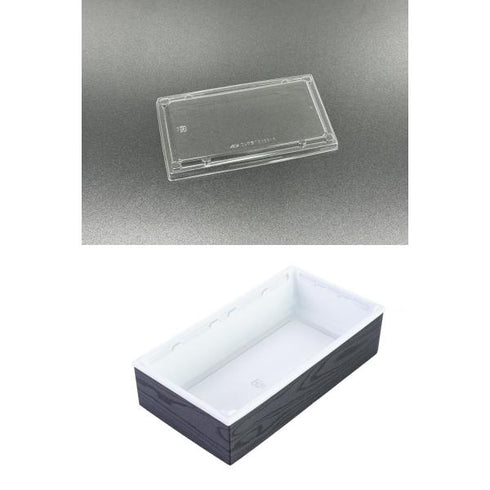 【蓋付き】ワン折重73×38A(CR) 黒焼杉縁 K高蓋【フチ50枚・本体(底)50枚・蓋50枚セット】 アクタ 弁当容器 折箱