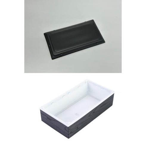 【蓋付き】ワン折重73×38A(CR) 黒焼杉縁 AL黒蓋【フチ50枚・本体(底)50枚・蓋50枚セット】 アクタ 弁当容器 折箱