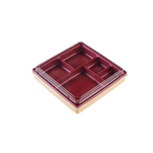 【蓋付き】ワン折65D(赤)【フチ50枚・本体(底)50枚・蓋50枚セット】 アクタ 弁当容器 折箱