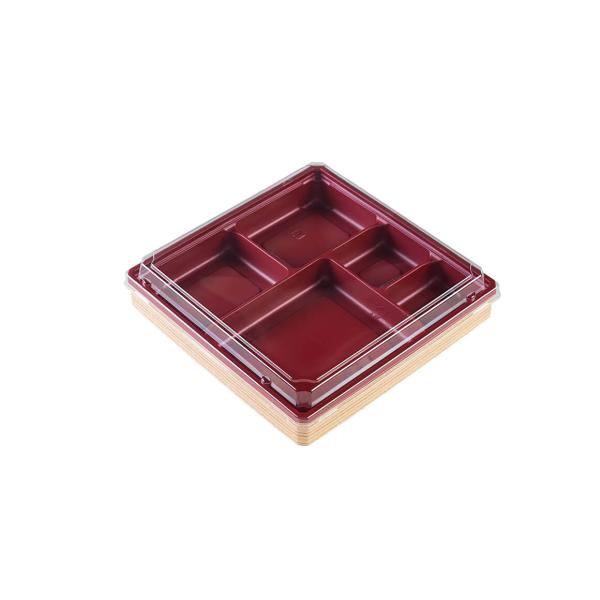 【蓋付き】ワン折65D(赤)【フチ50枚・本体(底)50枚・蓋50枚セット】 アクタ 弁当容器 折箱