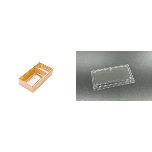 【蓋付き】ワン折重70×37B-43(金) 杉縁 K7蓋【フチ50枚・本体(底)50枚・蓋50枚セット】 アクタ 弁当容器 折箱