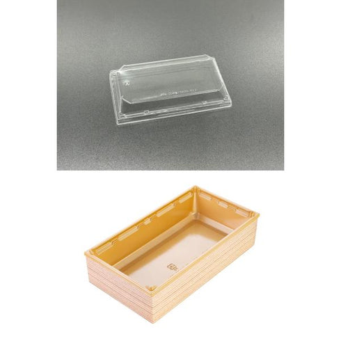 【蓋付き】ワン折重73×38A(金) 杉縁 K27蓋【フチ50枚・本体(底)50枚・蓋50枚セット】 アクタ 弁当容器 折箱