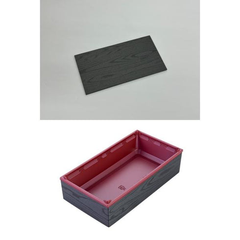 【蓋付き】ワン折重73×38A(赤) 黒焼杉縁 黒焼杉共蓋【フチ50枚・本体(底)50枚・蓋50枚セット】 アクタ 弁当容器 折箱