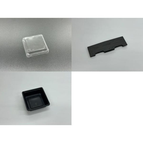 【蓋付き】ワン折小隅40A(重)(黒) 黒焼杉足付縁 K高蓋【フチ50枚・本体(底)50枚・蓋50枚セット】 アクタ 弁当容器 折箱