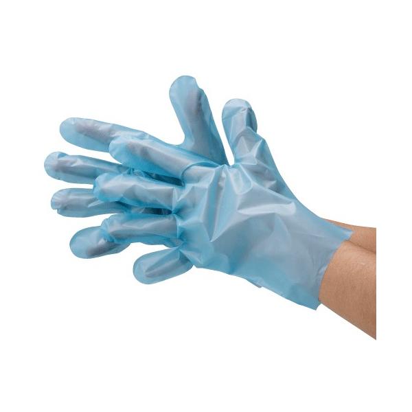 手袋 使い捨て #2018 ポリ手袋エコノミー袋入 ブルー M 【100枚】 川西工業 業務用