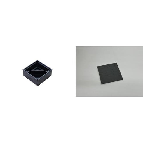 【蓋付き】ワン折重41S(黒) 黒焼杉縁 黒焼杉共蓋【フチ50枚・本体(底)50枚・蓋50枚セット】 アクタ 弁当容器 折箱