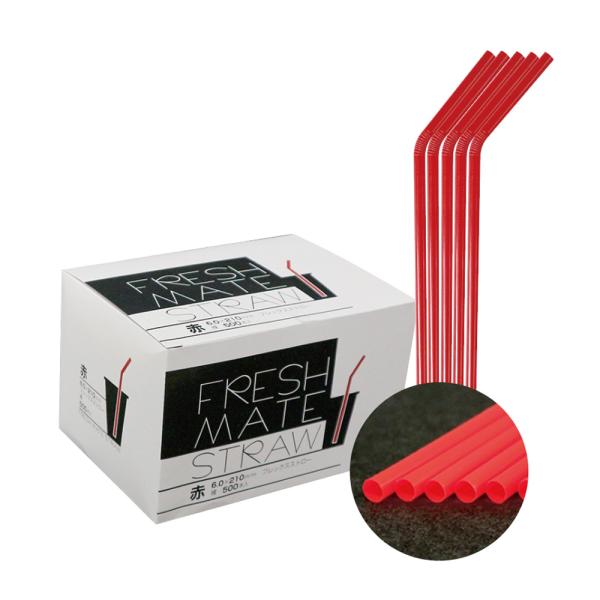 業務用 FMフレックスストロー赤(裸)500本入6φ×210 【1小函】 大黒工業