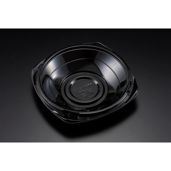 【蓋付き】バイオPET海専丼180B(黒) 【本体600枚・蓋600枚セット】