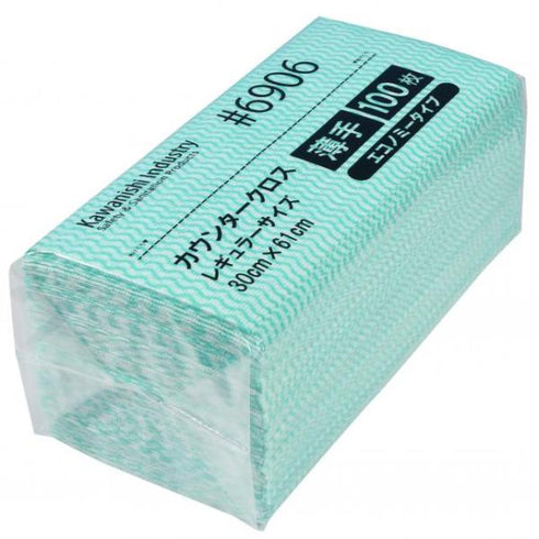 業務用 カウンタークロス 薄手レギュラー グリーン 【100枚】 川西工業