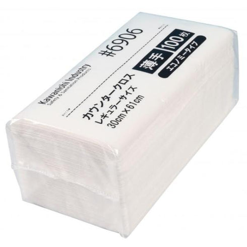 業務用 カウンタークロス 薄手レギュラー ホワイト 【100枚】 川西工業