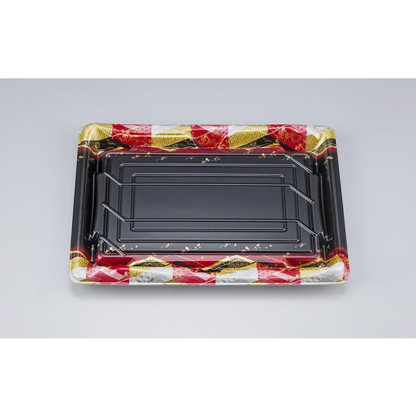 【蓋付き】SF鮨板35(菱紋赤) 【本体50枚・蓋50枚セット】