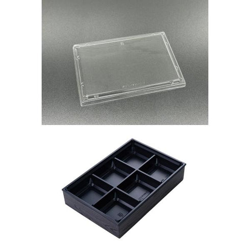 【蓋付き】ワン折重90×60J-6(黒) 黒焼杉縁 K蓋【フチ25枚・本体(底)25枚・蓋25枚セット】 アクタ 弁当容器 折箱