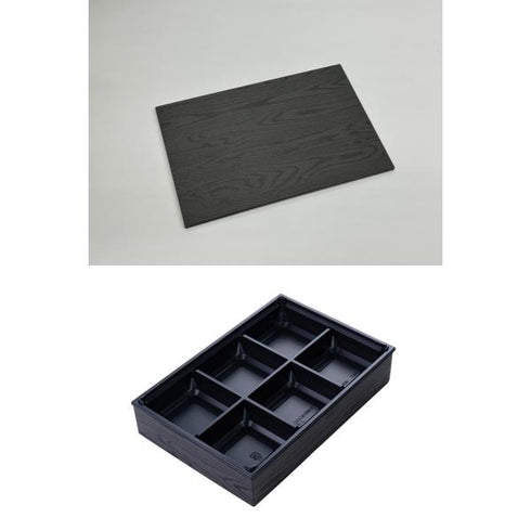 【蓋付き】ワン折重90×60J-6(黒) 黒焼杉縁 黒焼杉共蓋【フチ25枚・本体(底)25枚・蓋25枚セット】 アクタ 弁当容器 折箱