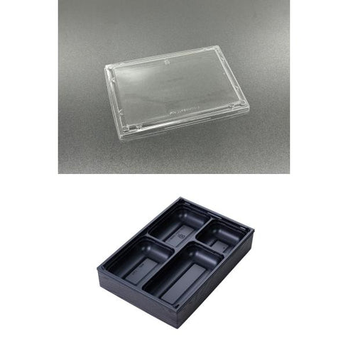 【蓋付き】ワン折重81×55Y(黒) 黒焼杉縁 K高蓋【フチ25枚・本体(底)25枚・蓋25枚セット】 アクタ 弁当容器 折箱