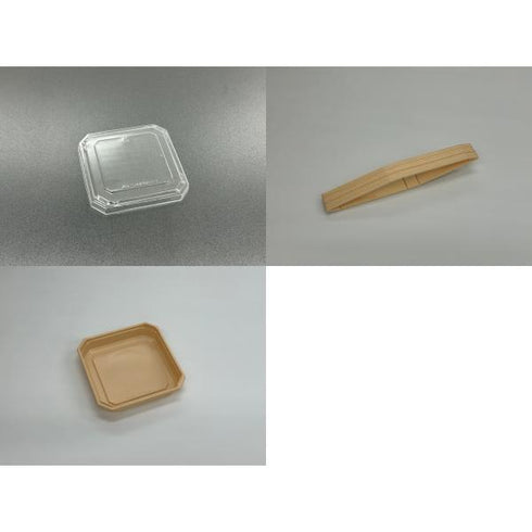 【蓋付き】ワン折重隅切50A(IV) 杉縁 K蓋【フチ50枚・本体(底)50枚・蓋50枚セット】 アクタ 弁当容器 折箱