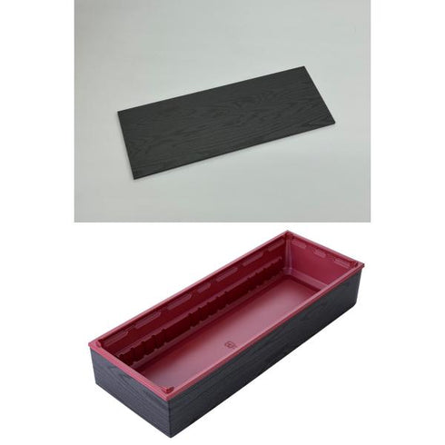 【蓋付き】ワン折重107×40A(赤) 黒焼杉縁 黒焼杉共蓋【フチ25枚・本体(底)25枚・蓋25枚セット】 アクタ 弁当容器 折箱