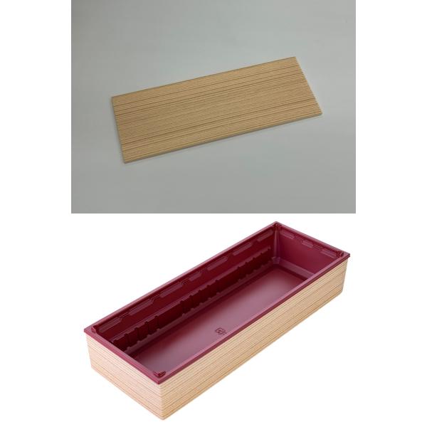 【蓋付き】ワン折重107×40A(赤) 杉縁 杉共蓋【フチ25枚・本体(底)25枚・蓋25枚セット】 アクタ 弁当容器 折箱