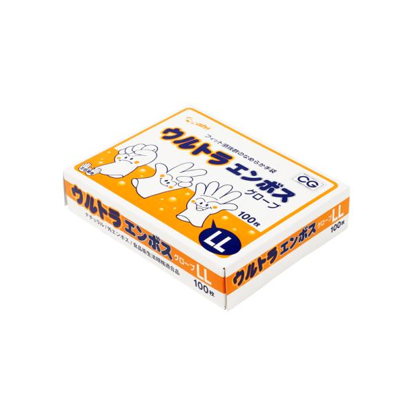 手袋 使い捨て ウルトラエンボス(透明)LL 箱入 【100枚】 旭創業