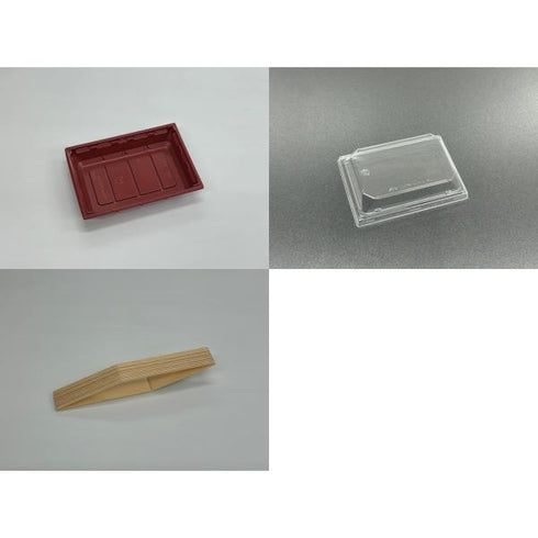 【蓋付き】ワン折重54×38A-30浅型(赤) 杉縁 K27蓋【フチ50枚・本体(底)50枚・蓋50枚セット】 アクタ 弁当容器 折箱